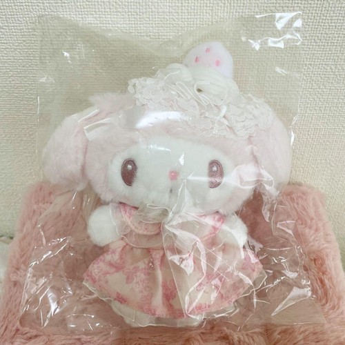 My Melody Mascot Holder Plush Sanrio White strawberry Tea Time keychain Japan