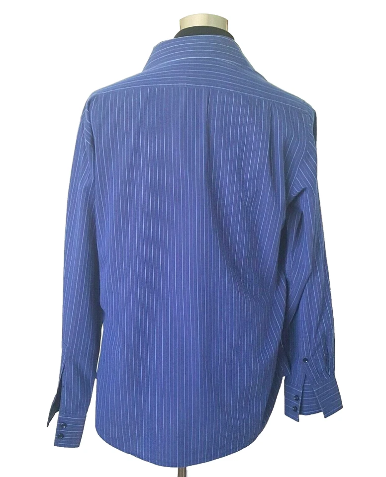 Camisa ajustada Ungaro Homme para hombre talla grande algodón azul con rayas azul claro Foto 4 de 4