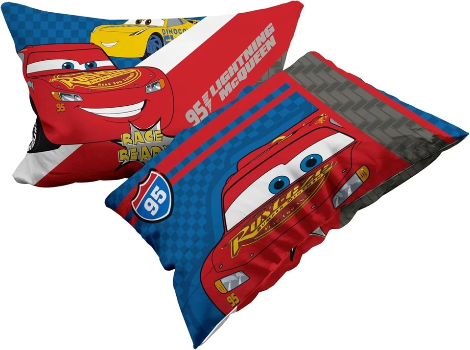COMPLETO LENZUOLA CARS PIXAR DISNEY 1 PIAZZA - SINGOLO BLU - ROSSO 100% COTONE - Immagine 3 di 3