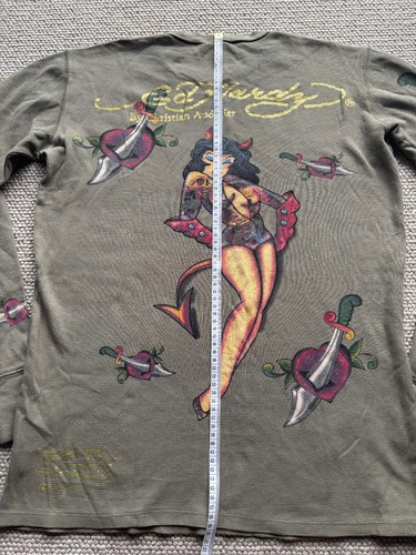 Ed Hardy by Christian Audigier Men's Long Sleeve Waffle Top Made In USA Size M - Picture 18 of 24
