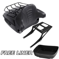 King Trunk Backrest Pad Mount Rack Fit For Harley Fat Boy 2008-2016 2015 Black