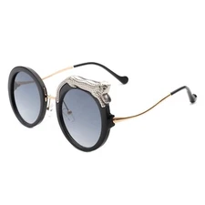 Women Circle Oversize Fashion Round Sunglasses W/ Leopard Design