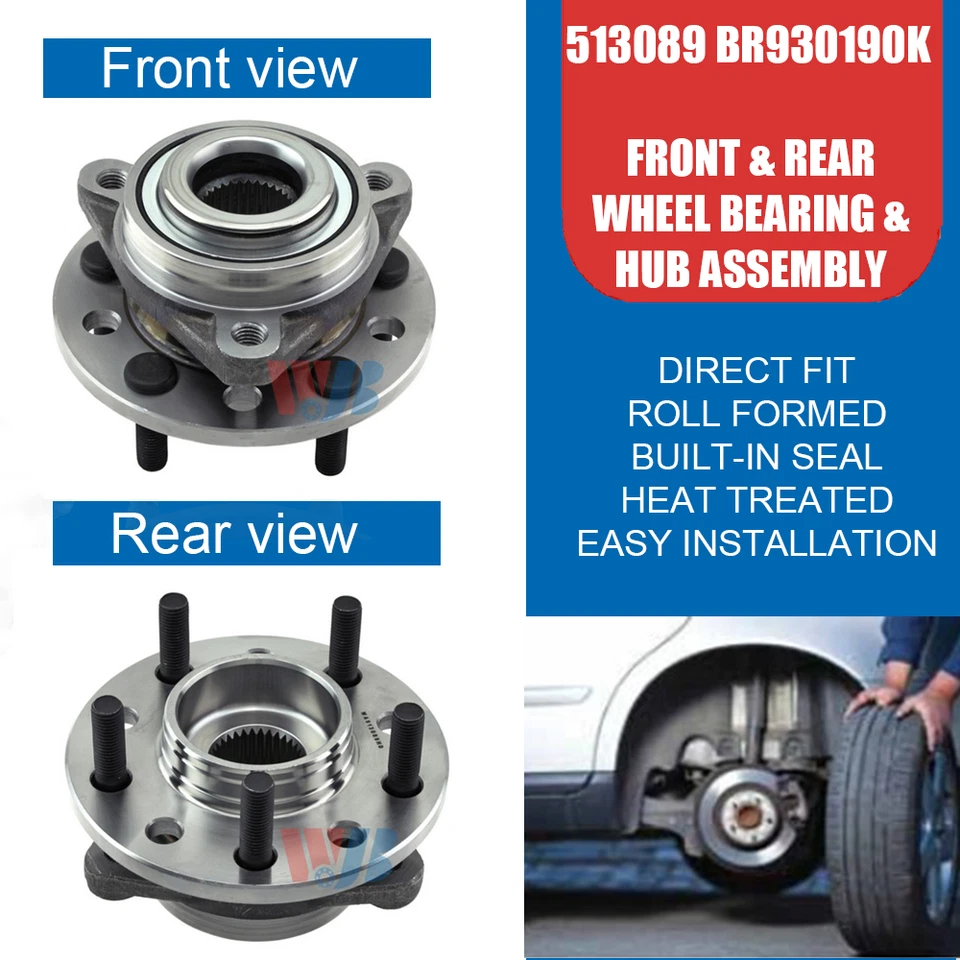 2PC Front Rear Wheel Bearing Hub for Chrysler 300M Concorde Intrepid LHS Prowler Foto 2 de 4