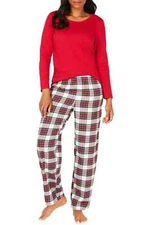Family Pajamas Ladies Womens Pullover Stewart Plaid Pajama Set Size M