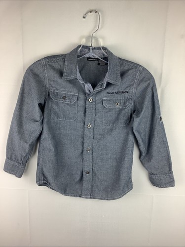 Calvin Klein Jeans Youth Blue Long Sleeve Denim Shirt Button Up Vintage Size 6 - Picture 9 of 14