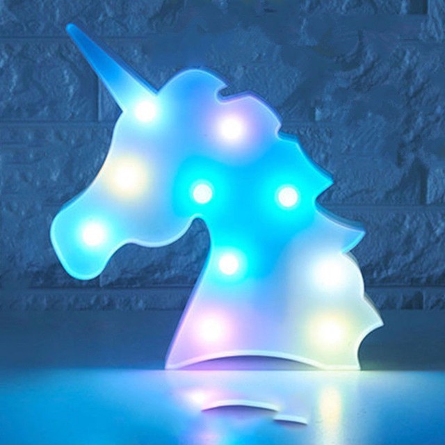Rainbow Unicorn Head LED Night Light up Table Lamp Kids Bedroom Christmas Decor | eBay