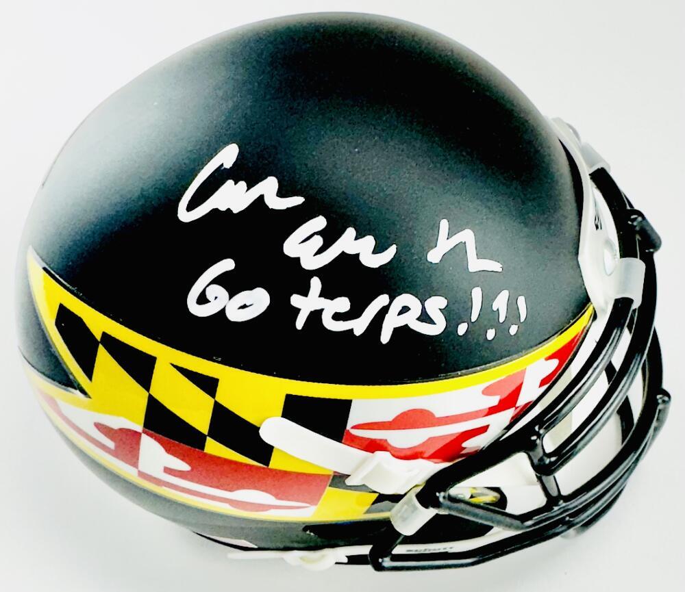 CAMERON EDGE Autographed Signed MARYLAND TERRAPINS FOOTBALL MINI HELMET TERPS BAS 