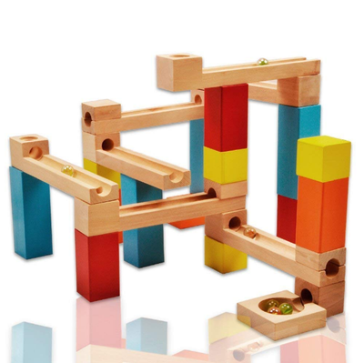 wooden marble track set