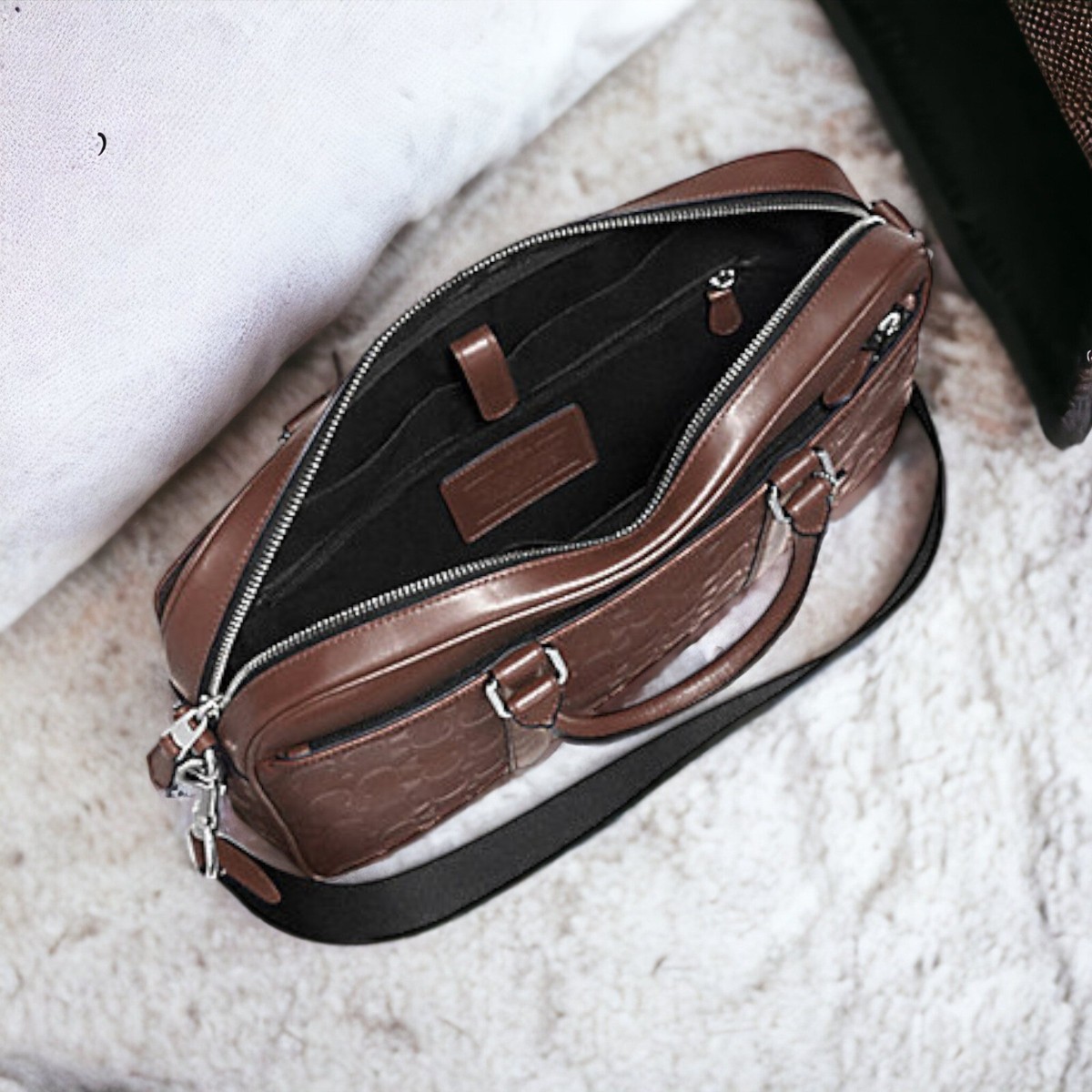 Coach F72230 Signature Leather Slim Briefcase Crossbody Bag