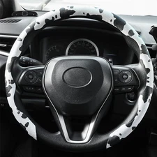 38cm 15'' Car Steering Wheel Cover Cow Print Anti-slip Accessories Universal 