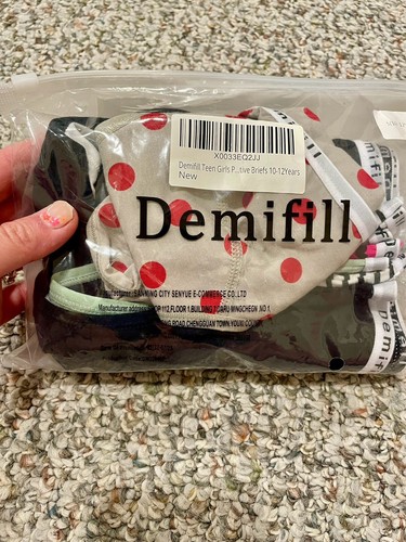 Demifill Period Brief Underwear Girls Size Small (10-12) NEW 6 Pack Assorted