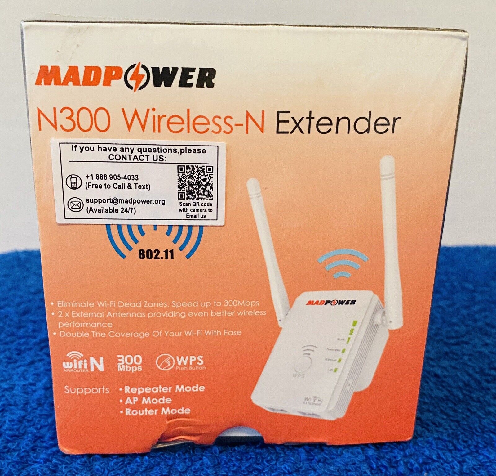 N300 WiFi Extender By Madpower Up To 300 Mbps Signal Booster Brand New In Box