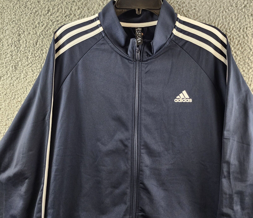 Adidas Plus Size 3-Stripe Tricot Track Jacket Women's 4X Navy Full Zip Closure - Picture 4 of 17