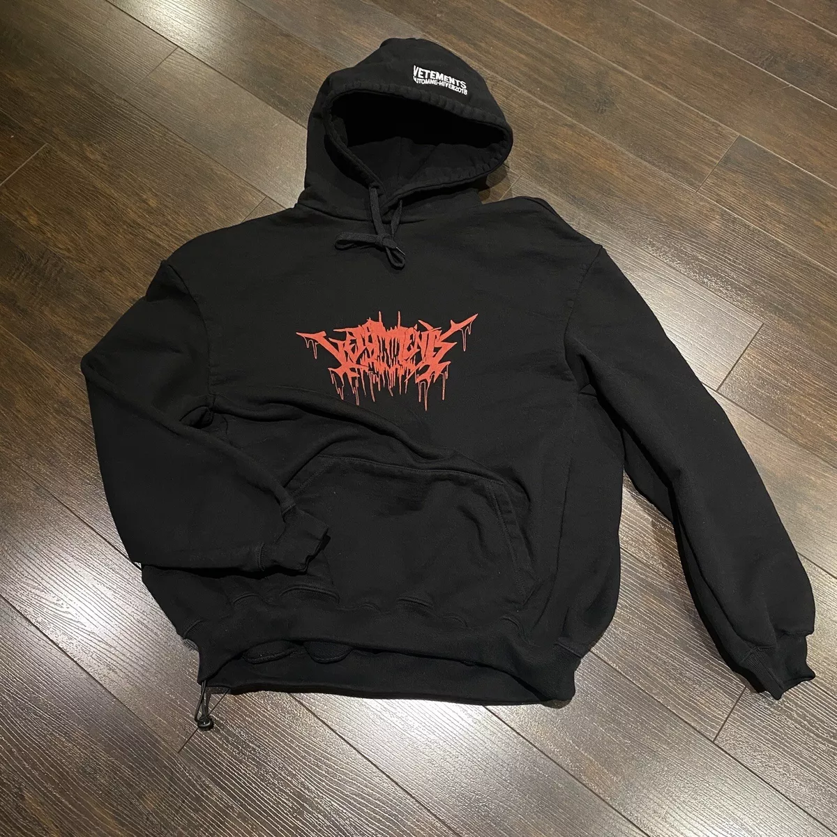 VETEMENTS METAL Hoodie Size Small Oversized Fit Black World Tour DEMNA GVASALIA