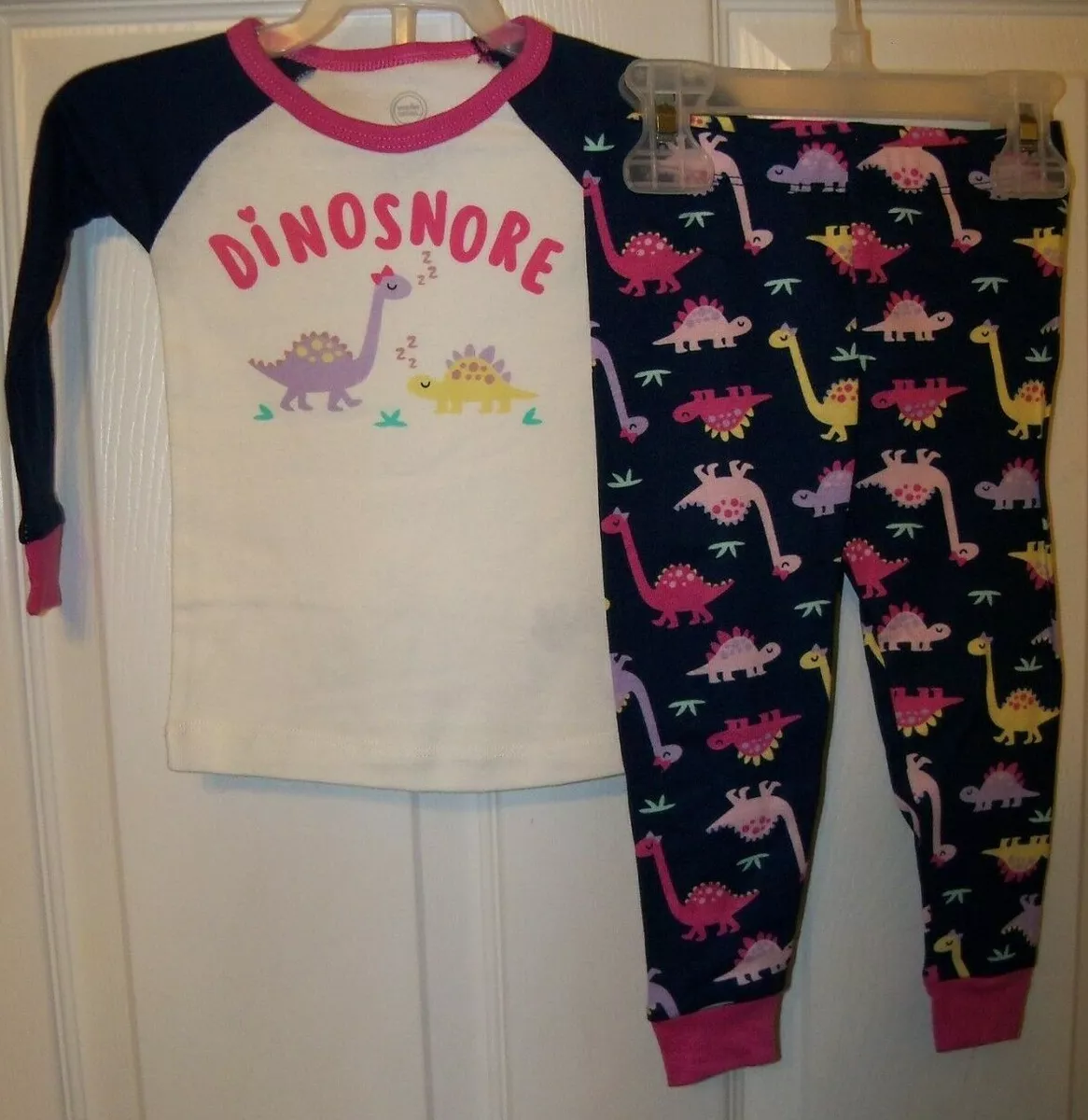 Dinosaur Dinosnore Piece Long Pajama PJ Set Baby Girls Size 18 Months NWT |