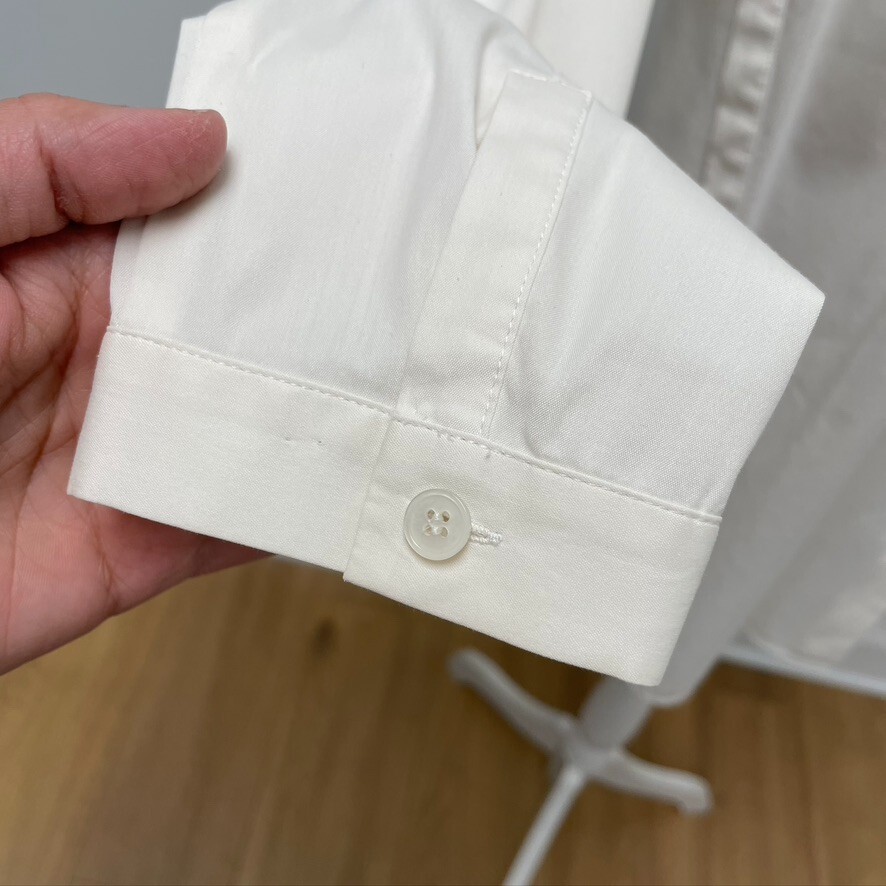 Lafayette 148 Button UP Blouse Top Womens 12 White Old Money Capsule Wardrobe