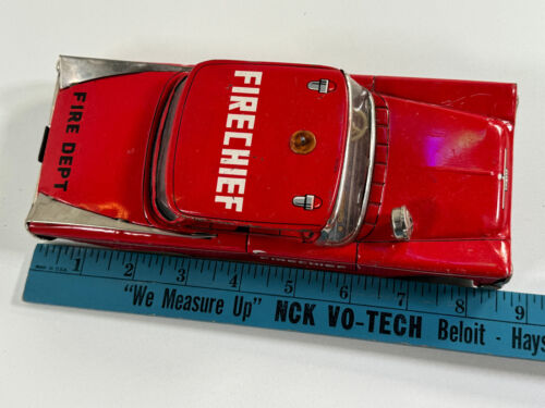 vtg Bandai Yonezawa Japan Friction Fire Chief toy car NICE firechief - Picture 2 of 17
