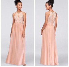 Davids Bridal Dusty Rose Pink Long Bridesmaid Prom Formal Dress