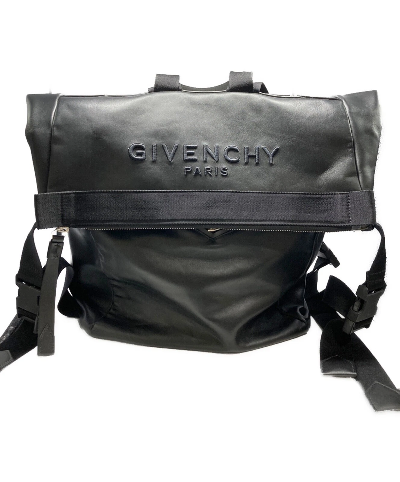 Givenchy — GIVENCHY PARIS Backpack Black Men's Zipper Day-bag Adjustable Authentic Logo