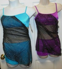 Dance Costume Shorty Unitard Bodywrappers 7520 Glittter wrap nude inset LadiesSZ
