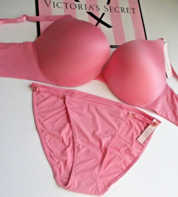 VICTORIA'S SECRET VERY SEXY So Obsessed Push-Up Bra & Panty Set VS Pink 34C 34D