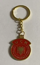 NEW ALBANIA KOSOVA UÇK  KEYCHAIN PENDANT-METAL-RED&YELLOW COLOR-ALBANIA SOUVENIR