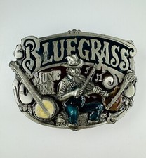 1982 Bluegrass Music USA Belt Buckle w/ 41" Belt Great American Buckle Co. H918