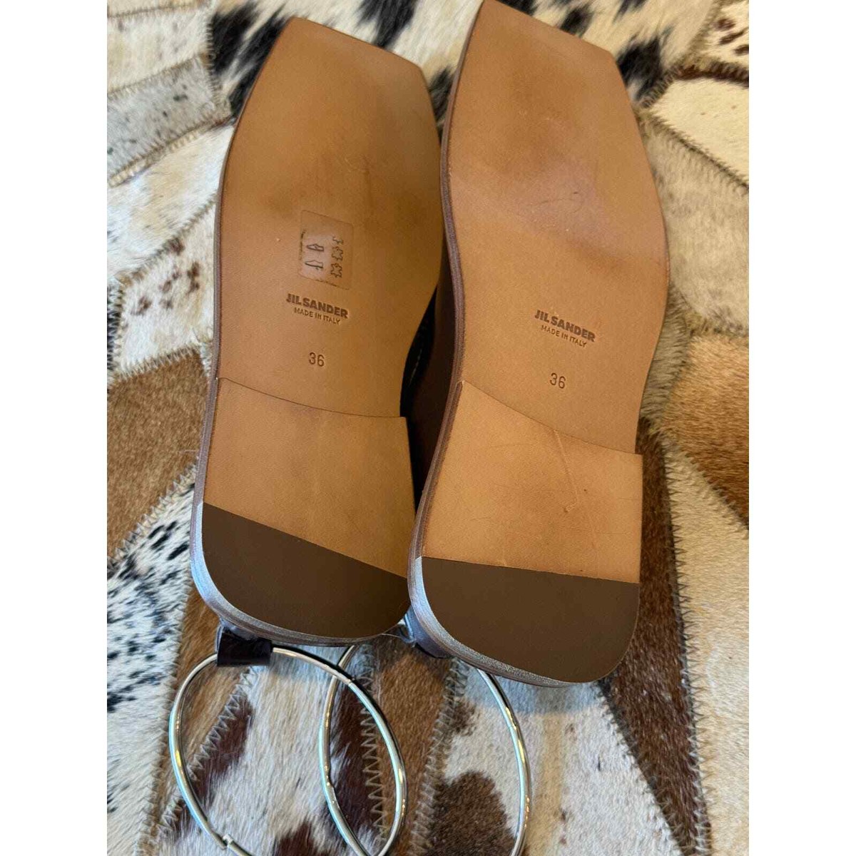 Jil Sander Brown Studded Ballet Flats With Anklet | eBay