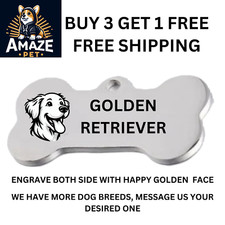 Stainless Steel Pet ID Tags Personalized Front Back Engraving MADE IN USA GOLDEN