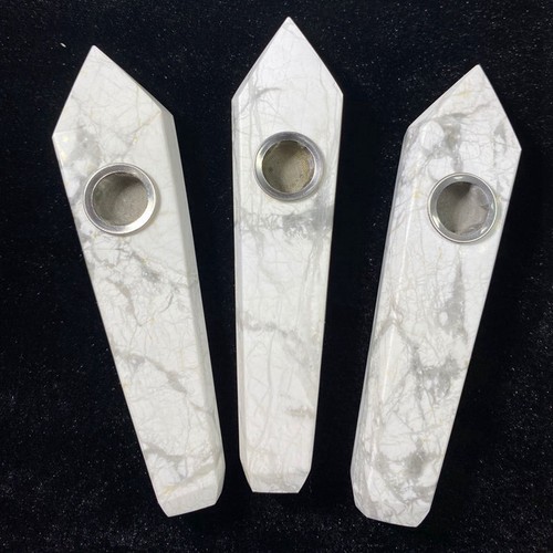 Pipa para fumar roca obelisco de cuarzo turquesa blanco natural howlite curación - Imagen 12 de 12