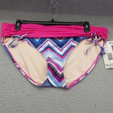 Beach Swimwear Women Adjustable Bikini Brief Tie Bottom 18 Pink Tropical Escape