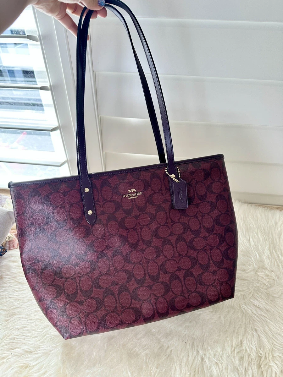 Coach city top zip tote brown