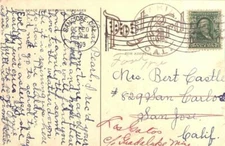 California Ophir 1909 doane 3/3  1872-1910  PC  Overstruck and creases at bottom