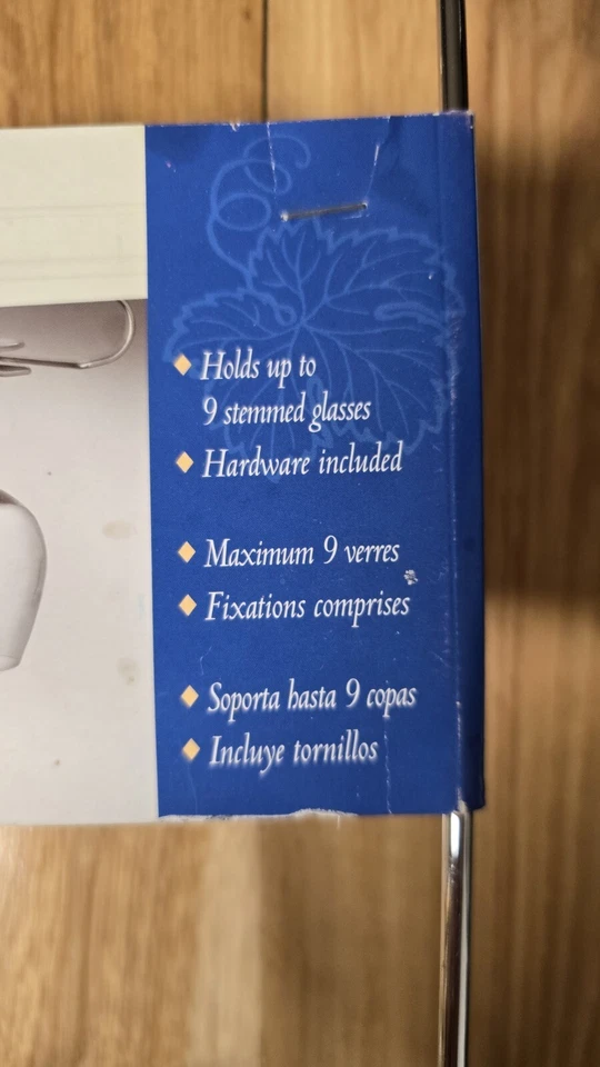Soporte para copa de vino con vajilla colgante de barra de 9 vástagos debajo del gabinete NUEVO Foto 3 de 4