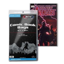 100 BCW Current Modern Size Comic Book Bags Acid Free 6 7/8" x 10 1/2"