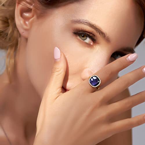 Gemstone Women's Ring - Gemstone Women Ring, 0.47"/12mm Birthstone 10 Sapphire - Picture 5 of 7