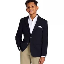 Tommy Hilfiger Navy Blazer with White Lining and faux pocket square big boys 16