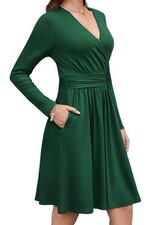 Weaczzzy XXXL Teal Long Sleeve Surplice Midi Dress Flowy Stretch Plus Size
