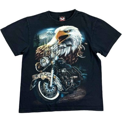 Adler T-Shirt Small Grafik T-Shirt USA schwarz Biker T-Shirt Sommer Y2k Tee