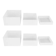 FICHIOUY 6PCS CLEAR DISPLAY NESTING RISER STANDS DISPLAY STANDS (WHITE)