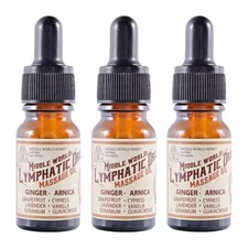 3pc Lymphatic Drainage Massage Oil Drops Ginger & Arnica For Lymph Detox Cleanse