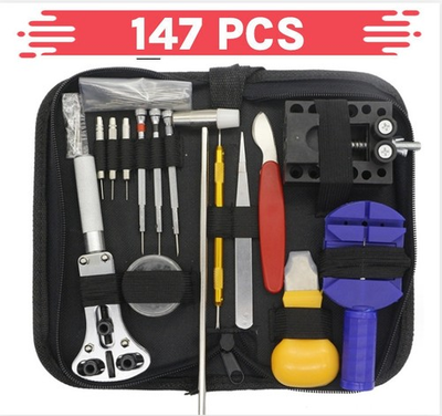 #ad 147 Pcs Watch Repair Kit Watchmaker Back Case Remover Opener Link Pin Spring Bar $9.99