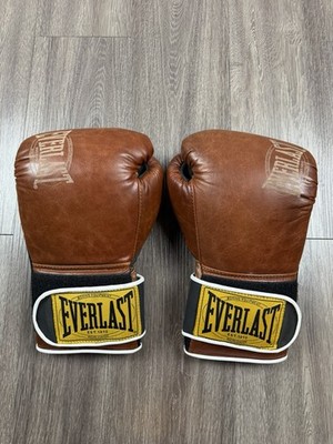 Everlast 1910 Classic Hook and Loop Boxing Gloves Brown 12oz Size Medium