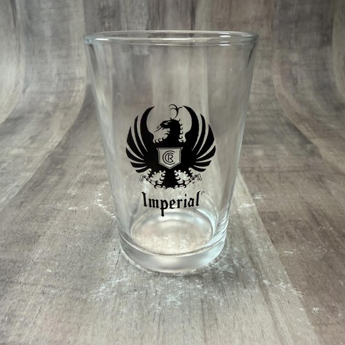Imperial Cerveza Beer Tasting Glass 3 3/8" Tall Clear w/ Black Logo Flight