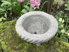 STONE GARDEN SMALL RUSTIC CIRCULAR ALPINE SEMPERVIVUM TROUGH / PLANTER