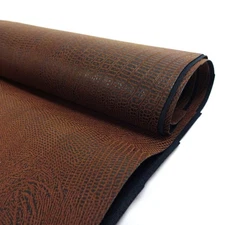 52" Faux Leather Alligator Print Upholstery Home Decor Fabric By The Yard, Brown