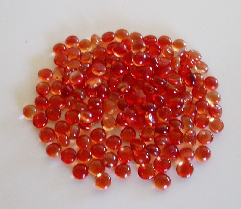 GLASS SHINY ROUND GEMS FOR MOSAIC WORK ORANGE -  16 mm - 150 PIECES
