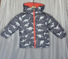 Wonder Nation Boy's Bubble Puffer Gray Jacket with Dinosaur Print - 3T