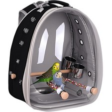 Bird Traval Carrier Cage, Multi Vent Holes Clear Space Capsule Large, Black