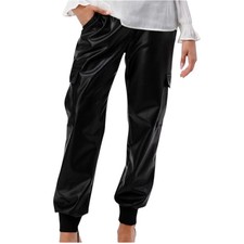 Vegan Leather Cargo Jogger Pants